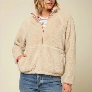 O’neill Wallace Sherpa Pullover Half Zip Teddy Jacket Beige, XS